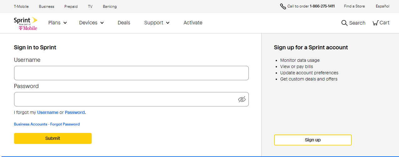 sprint account login in